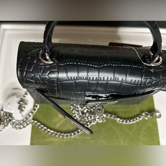 JustFab Black Crocodile-Embossed Satchel - Picture 5 of 12